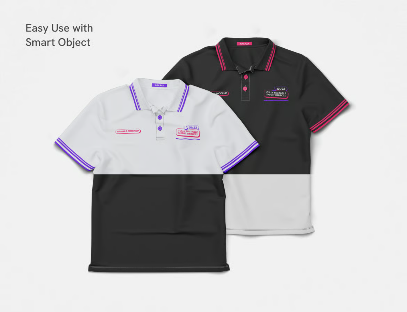 【PSD源文件】Polo衫分层可编辑PS样机 T恤设计模板高质量服装效果图Polo Shirt Mockup-果觅网