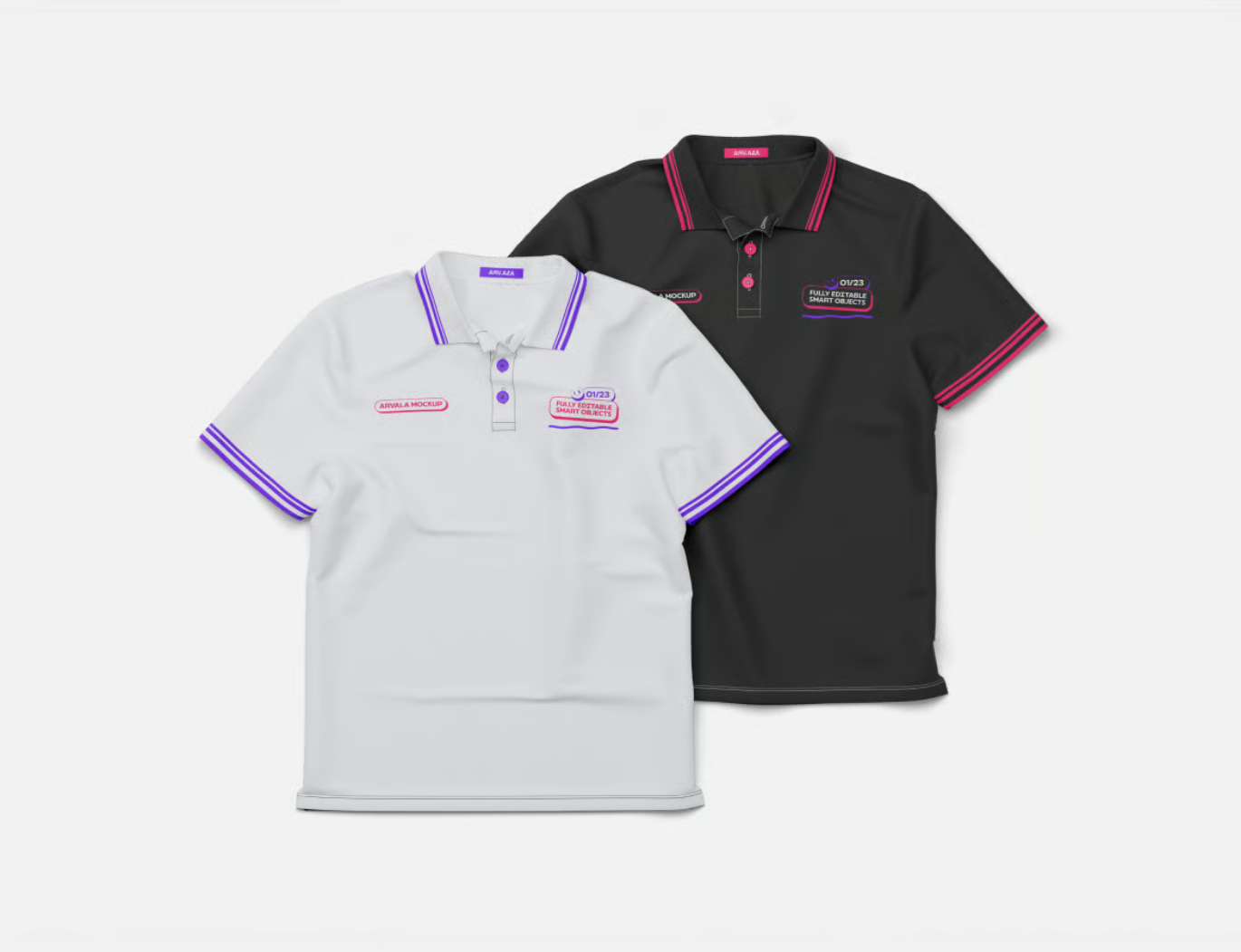 【PSD源文件】Polo衫分层可编辑PS样机 T恤设计模板高质量服装效果图Polo Shirt Mockup-果觅网