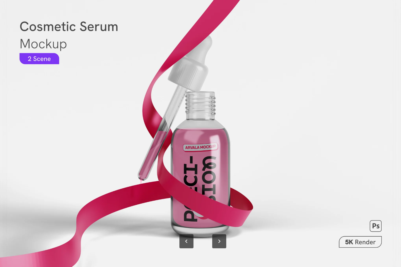 G6563 PS分层化妆品精华液瓶3D样机 PSD透明背景高分辨率设计素材Cosmetic Serum Bottle Mockup