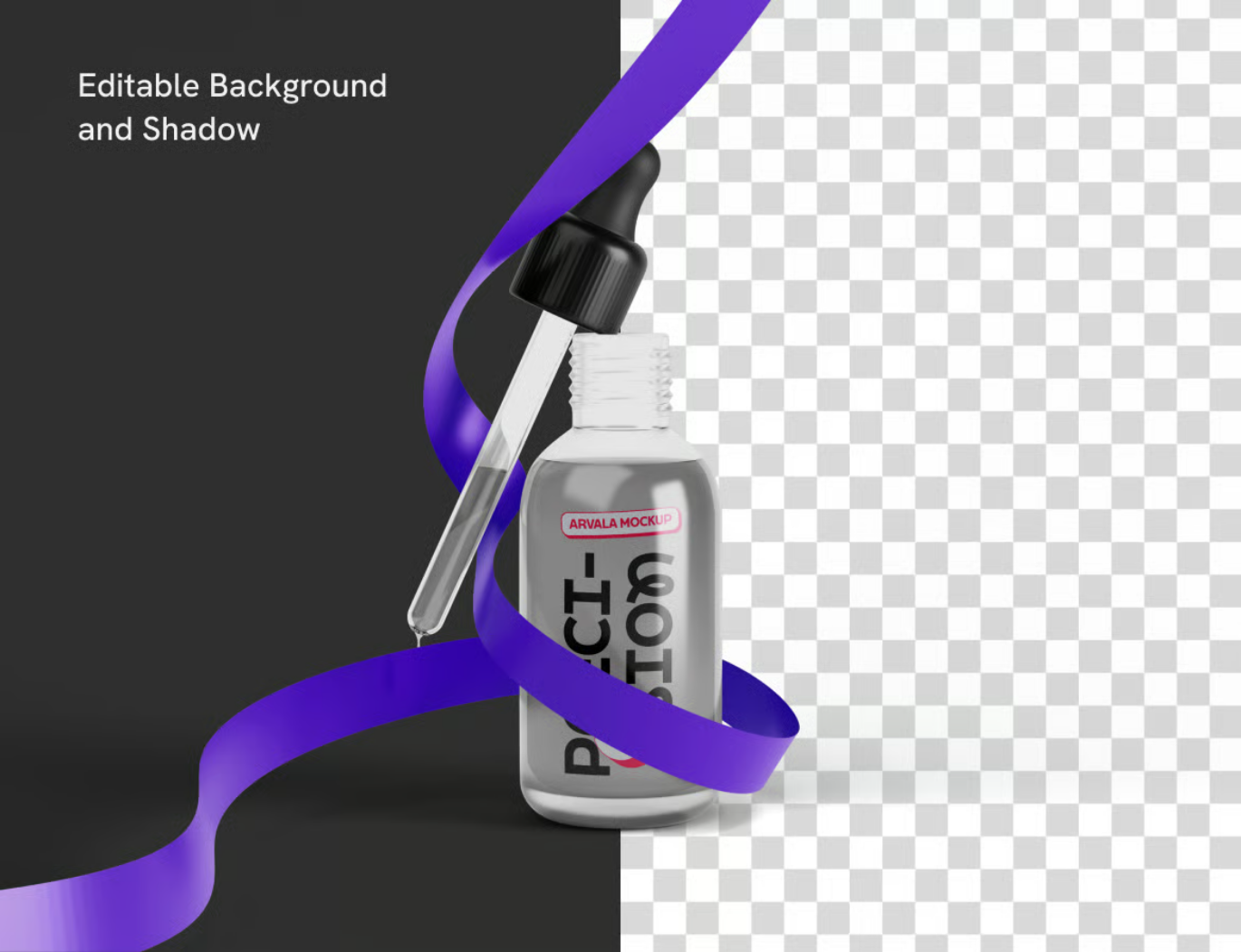 PS分层化妆品精华液瓶3D样机 PSD透明背景高分辨率设计素材Cosmetic Serum Bottle Mockup-果觅网