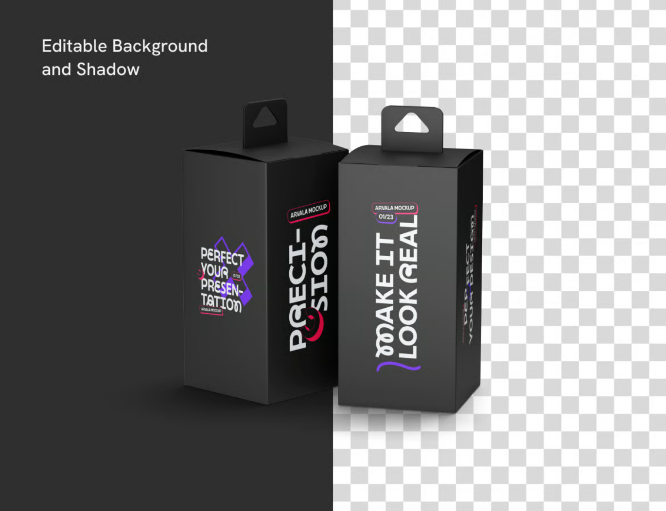 PS样机包装盒模板可编辑分层智能对象高端产品包装展示PSD源文件Box Packaging Mockup-果觅网