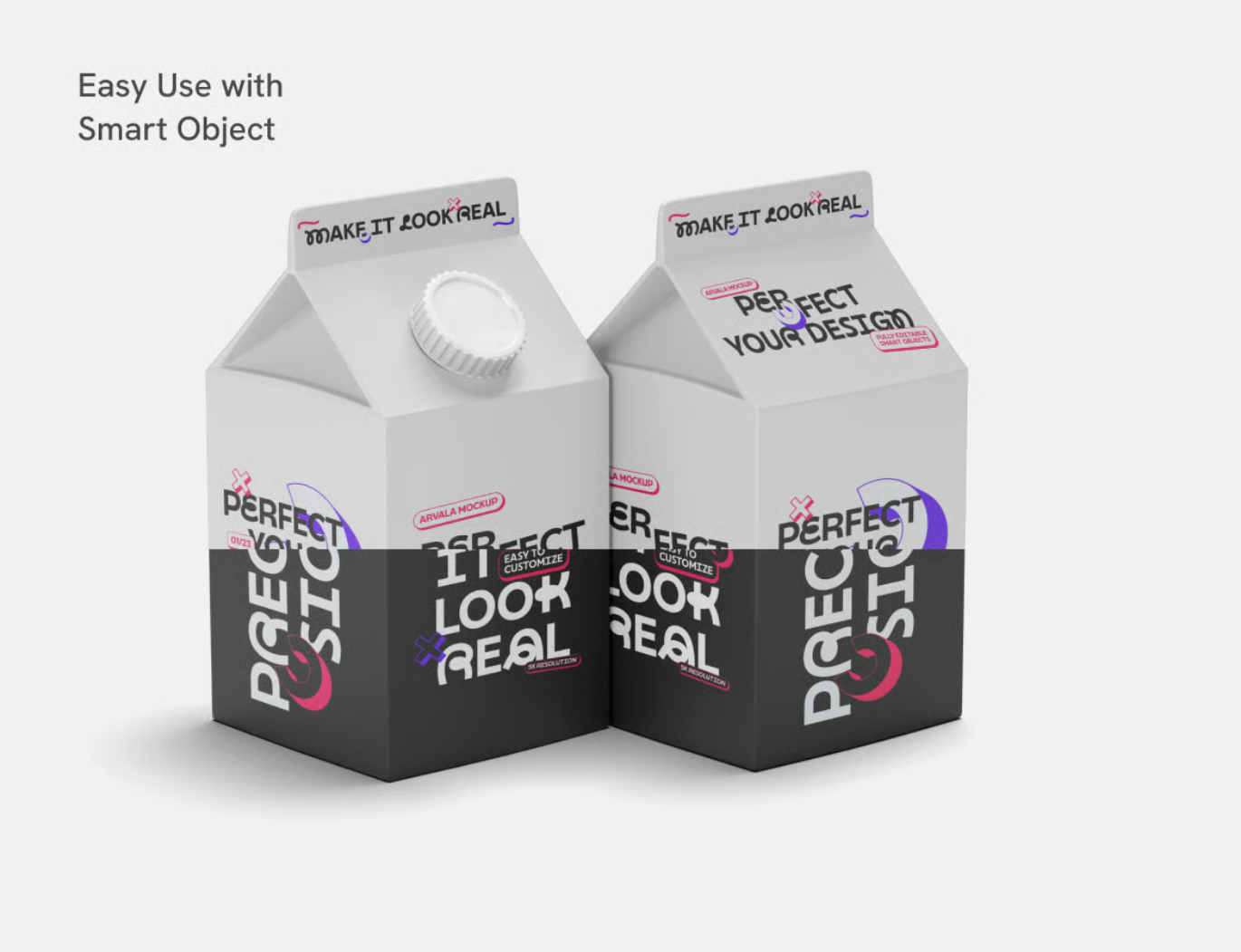 PSD分层牛奶包装样机可编辑模板高分辨率食品饮品设计PS样机Milk Packaging Mockup-果觅网