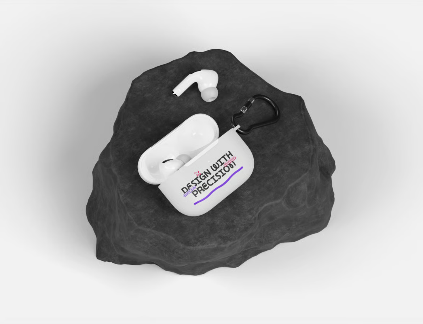 AirPods带充电盒样机素材PSD分层透明背景高分辨率设计模板Airpods with Case Mockup-果觅网
