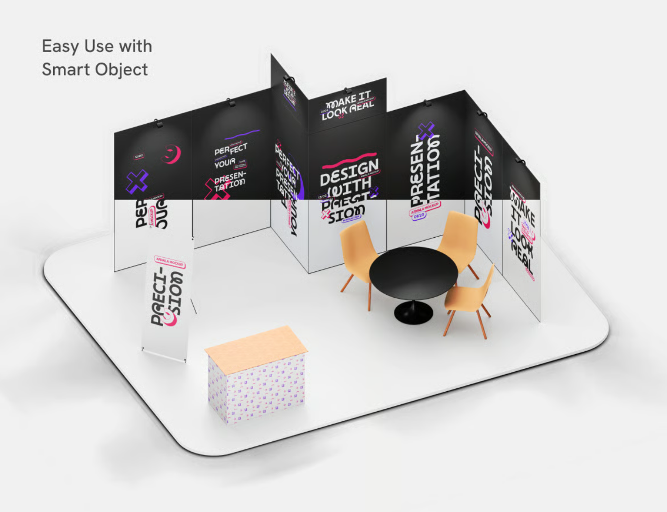 PS样机Booth展位3D立体高分辨率PSD分层免抠图多角度展示Booth Mockup-果觅网