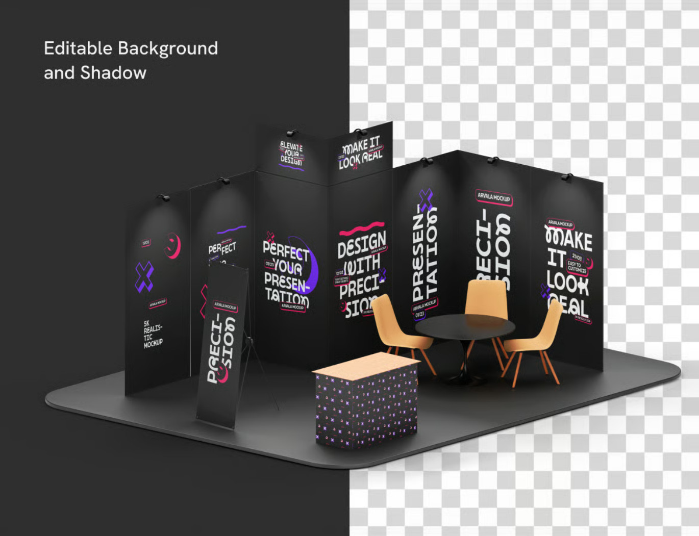 PS样机Booth展位3D立体高分辨率PSD分层免抠图多角度展示Booth Mockup-果觅网