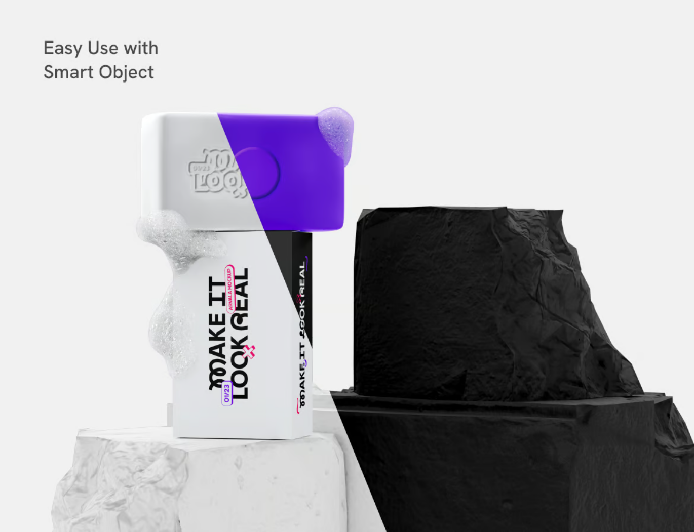 PSD分层香皂样机模型高分辨率3D效果透明背景可编辑文字Soap Bar Mockup-果觅网