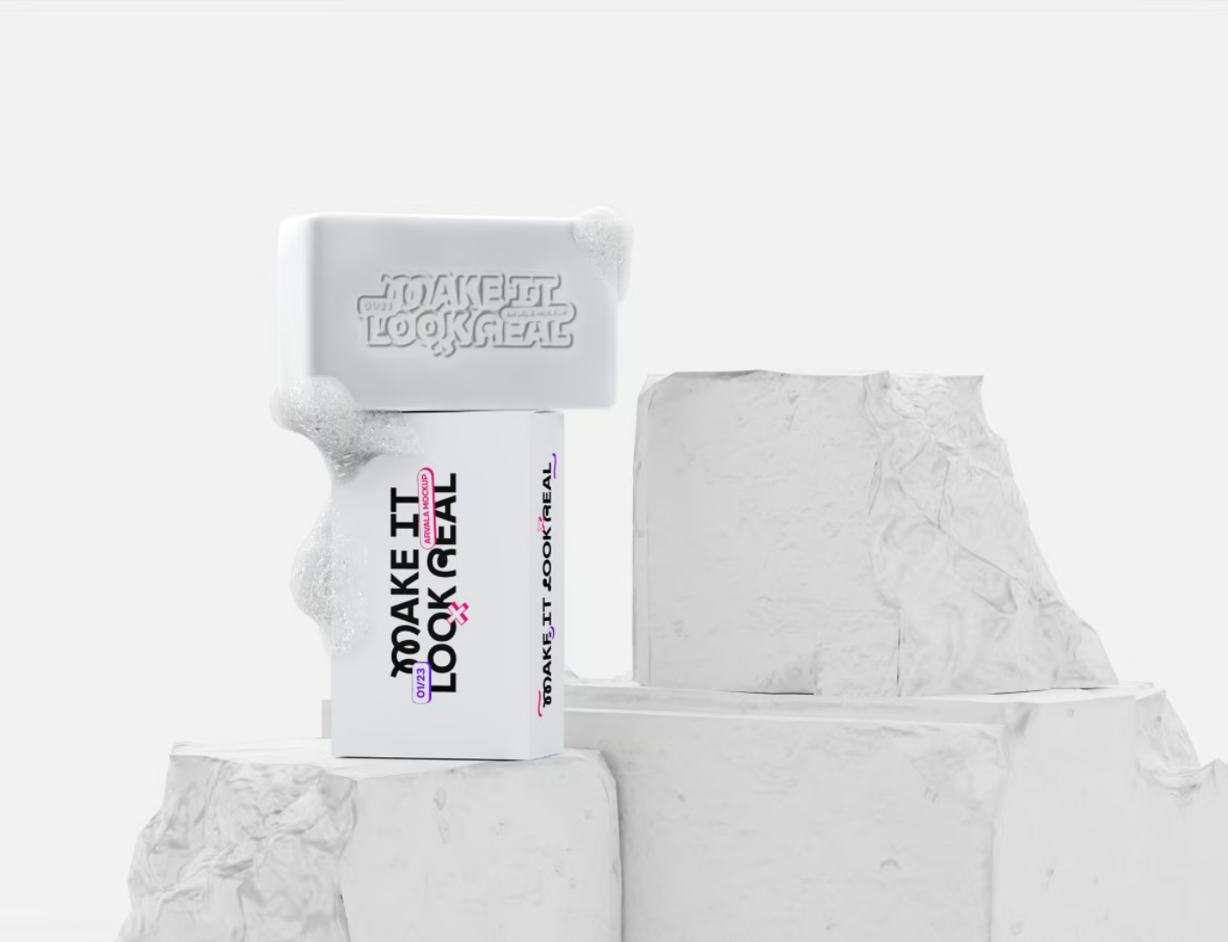 PSD分层香皂样机模型高分辨率3D效果透明背景可编辑文字Soap Bar Mockup-果觅网