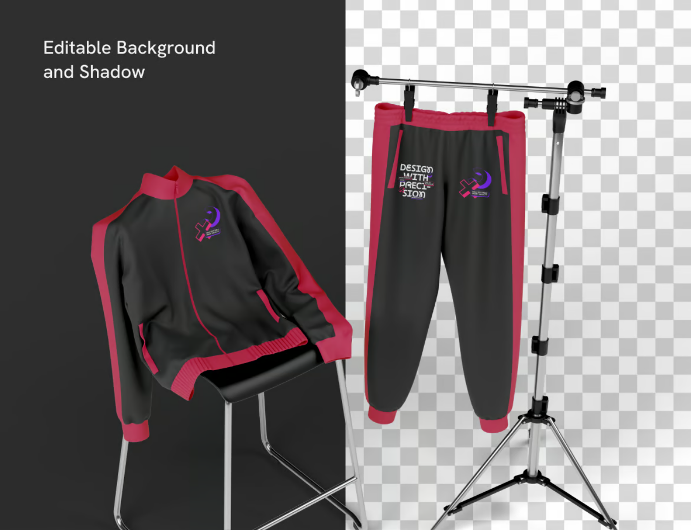 2025新款PSD分层T恤运动服样机模板可编辑高质量服装设计PS素材Tracksuit Mockup-果觅网