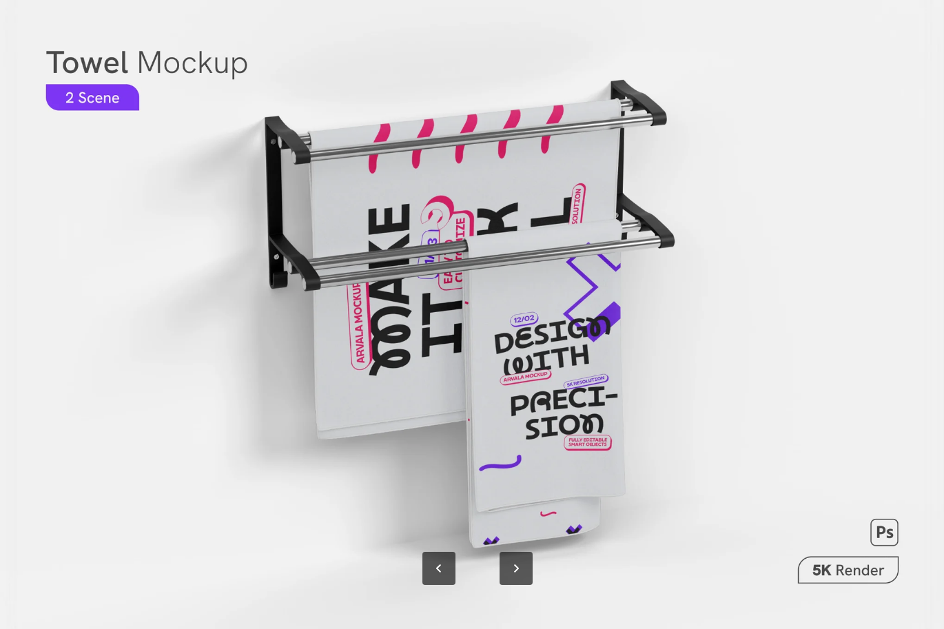 G6575 高端PS毛巾样机素材PSD分层免抠图3D效果可编辑文字Towel Mockup