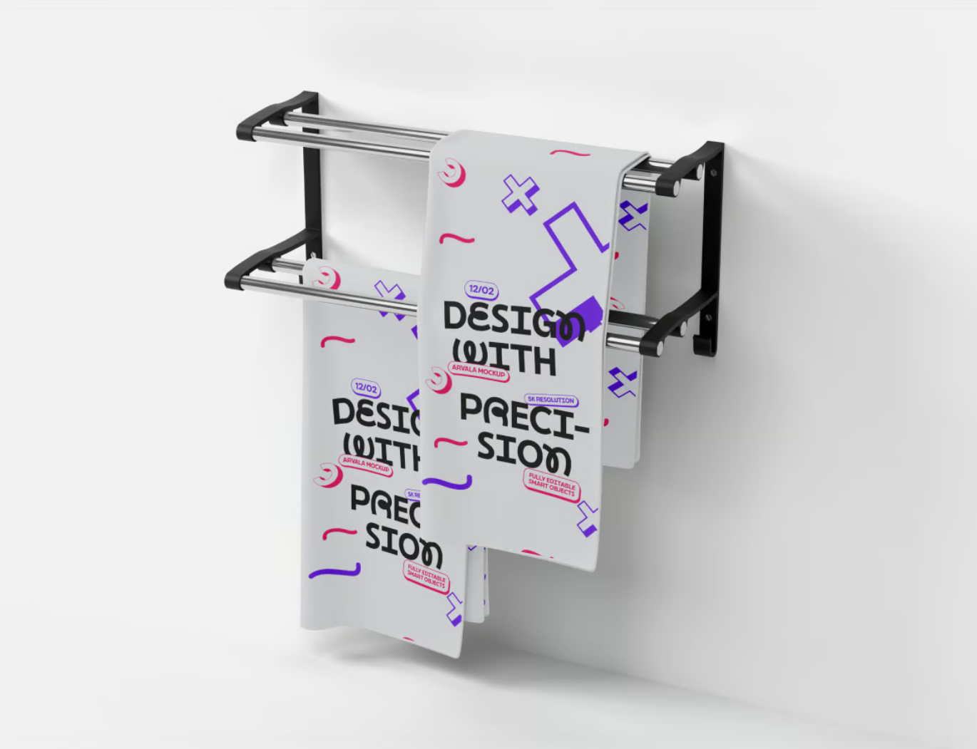 高端PS毛巾样机素材PSD分层免抠图3D效果可编辑文字Towel Mockup-果觅网