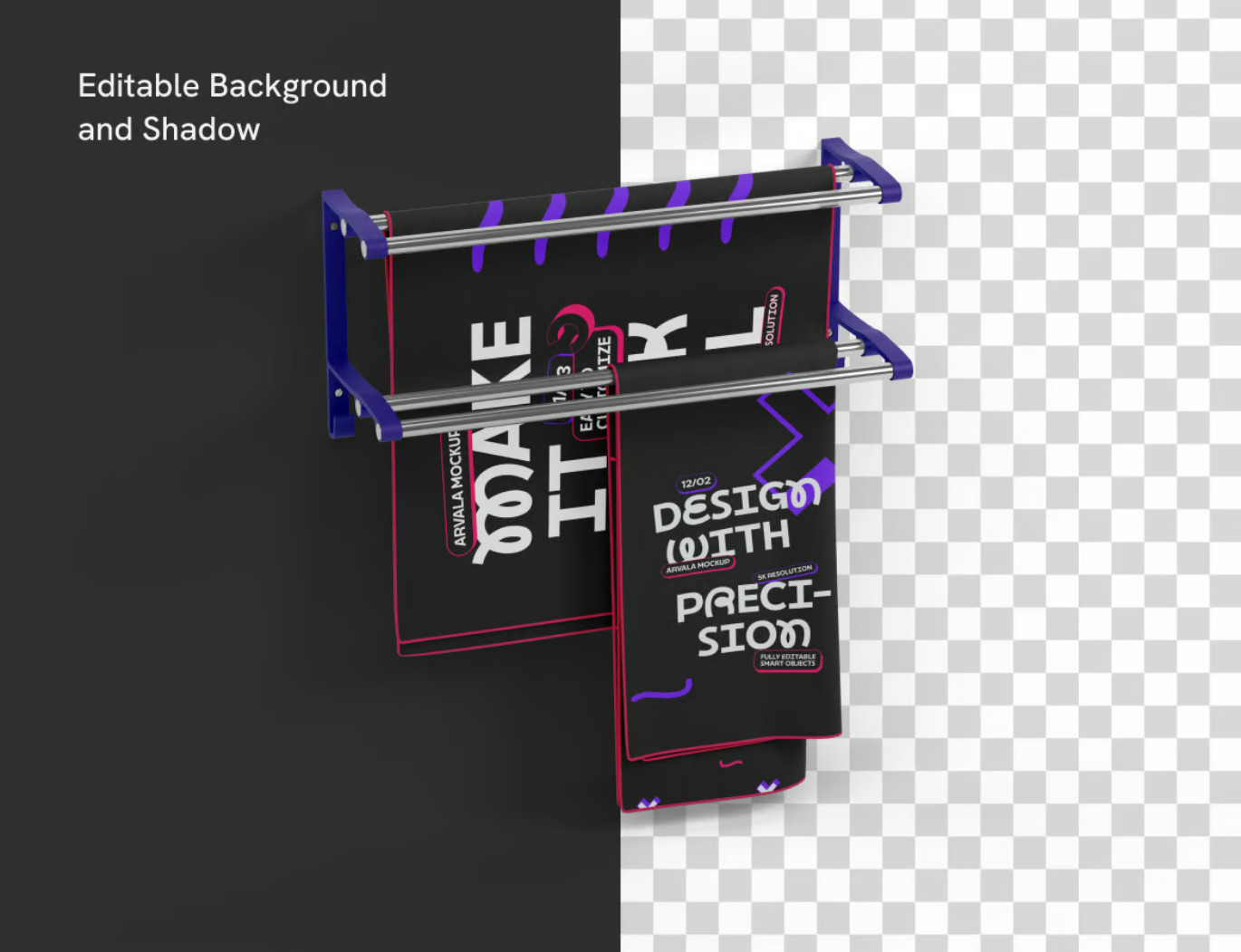 高端PS毛巾样机素材PSD分层免抠图3D效果可编辑文字Towel Mockup-果觅网