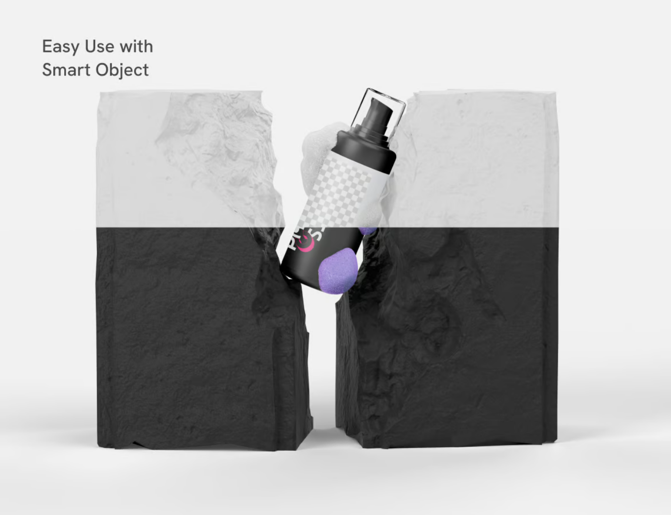 PS分层泡沫喷雾样机3D效果高分辨率可编辑PSD设计素材免抠图Foam Spray Mockup-果觅网