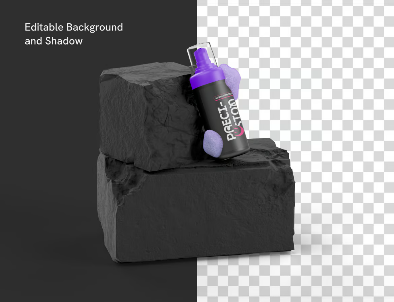 PS分层泡沫喷雾样机3D效果高分辨率可编辑PSD设计素材免抠图Foam Spray Mockup-果觅网