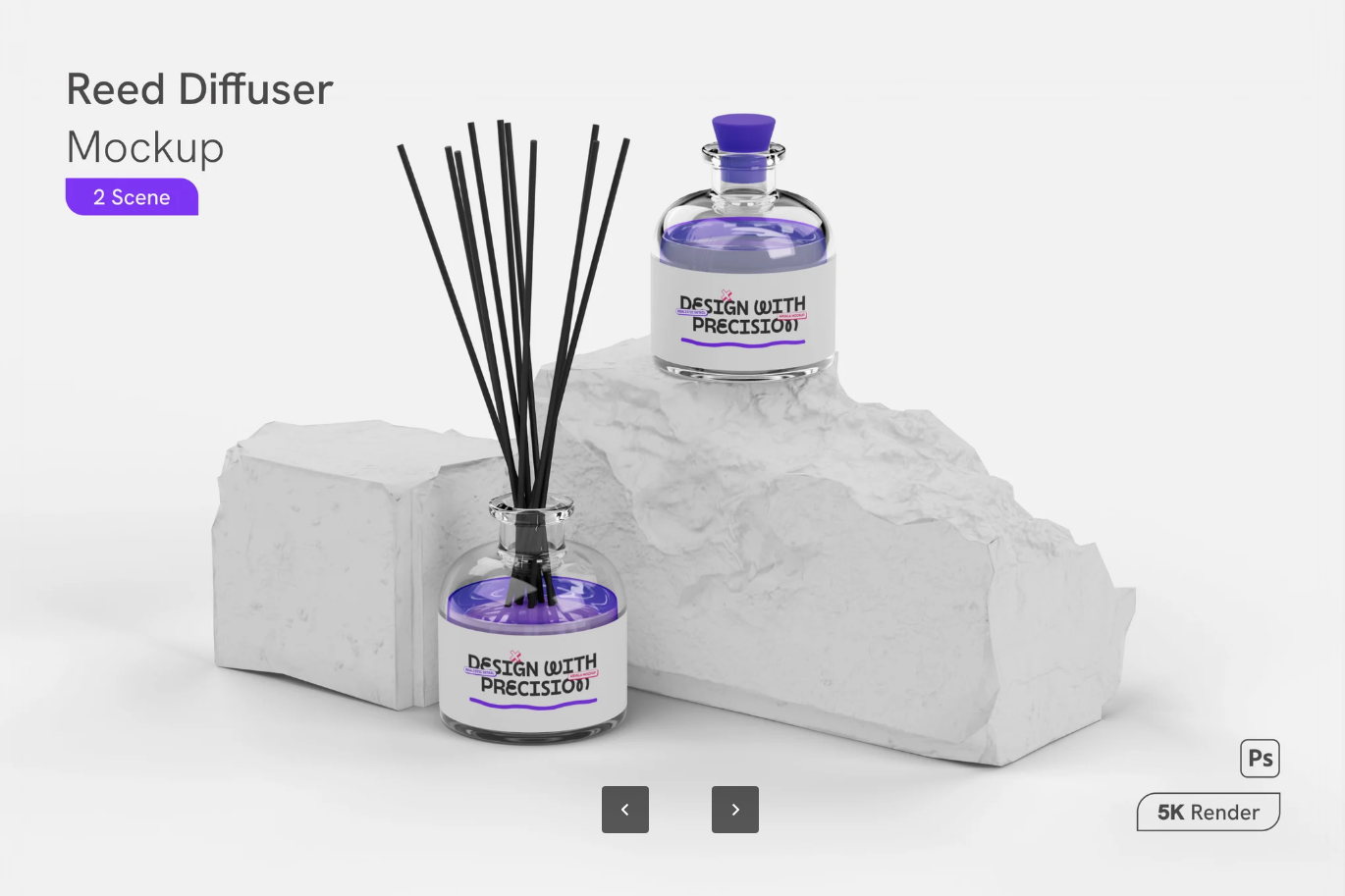 G6577 高端PS样机香薰瓶分层PSD可编辑3D效果实景展示设计素材Reed Diffuser Mockup