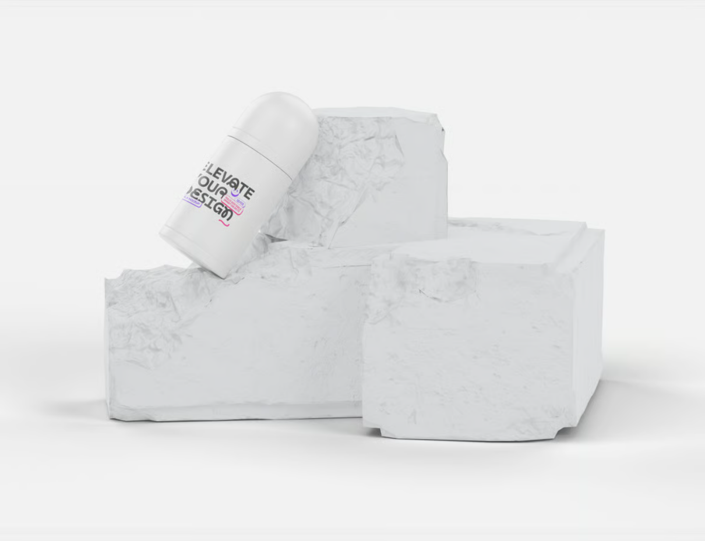 PSD分层高分辨率滚珠瓶3D样机化妆品包装设计素材Roll-On Bottle Mockup-果觅网