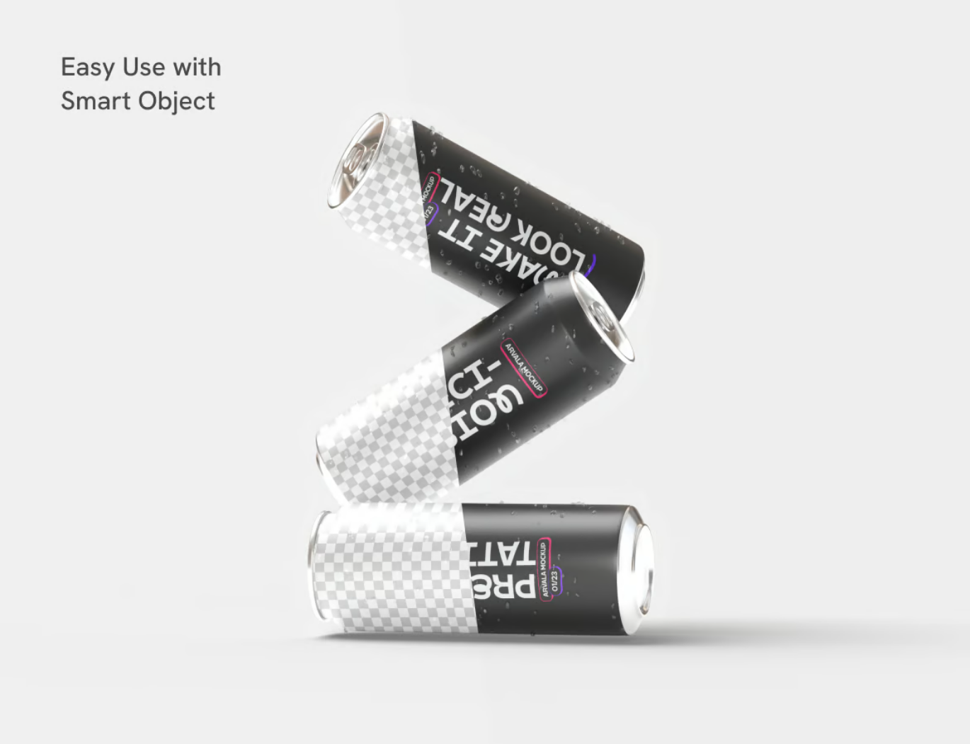 PS饮料罐样机3D模型易拉罐PSD分层高清可编辑多角度设计素材Drink Can Mockup-果觅网