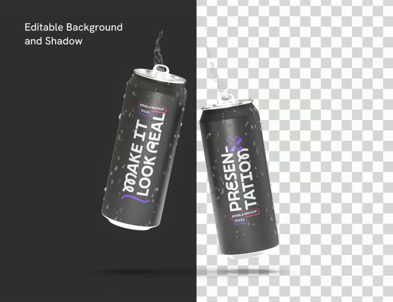 PS饮料罐样机3D模型易拉罐PSD分层高清可编辑多角度设计素材Drink Can Mockup-果觅网