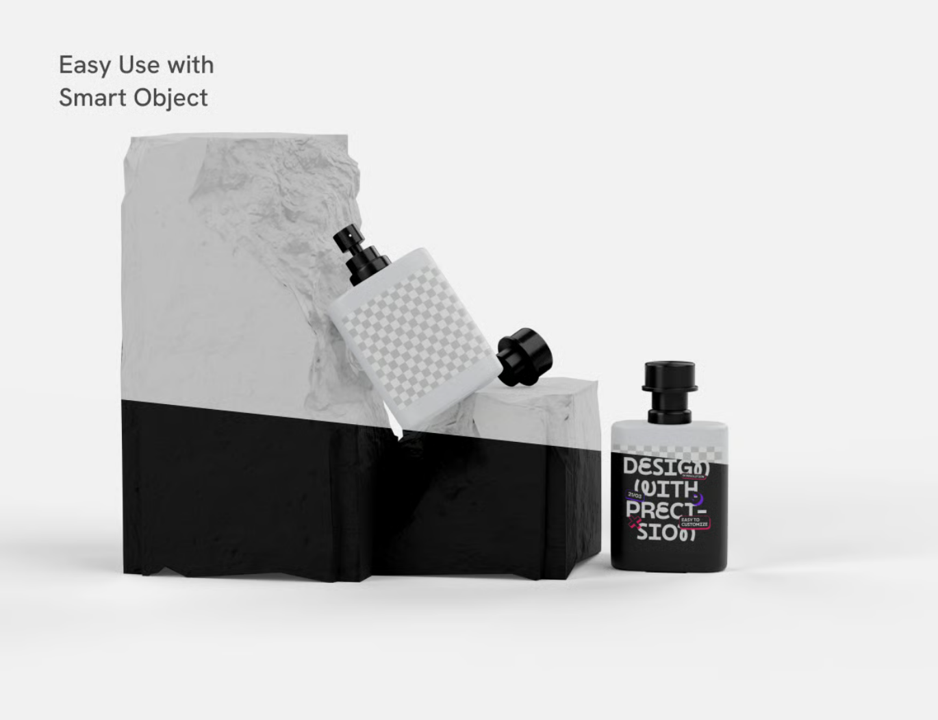 PS分层香水瓶样机3D模型高分辨率产品展示设计素材透明背景Perfume Bottle Mockup-果觅网