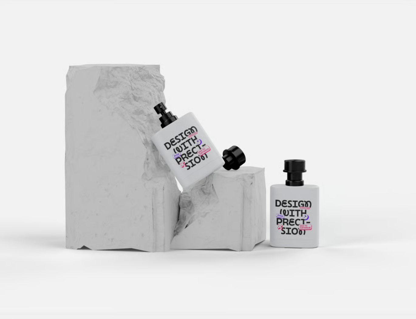 PS分层香水瓶样机3D模型高分辨率产品展示设计素材透明背景Perfume Bottle Mockup-果觅网