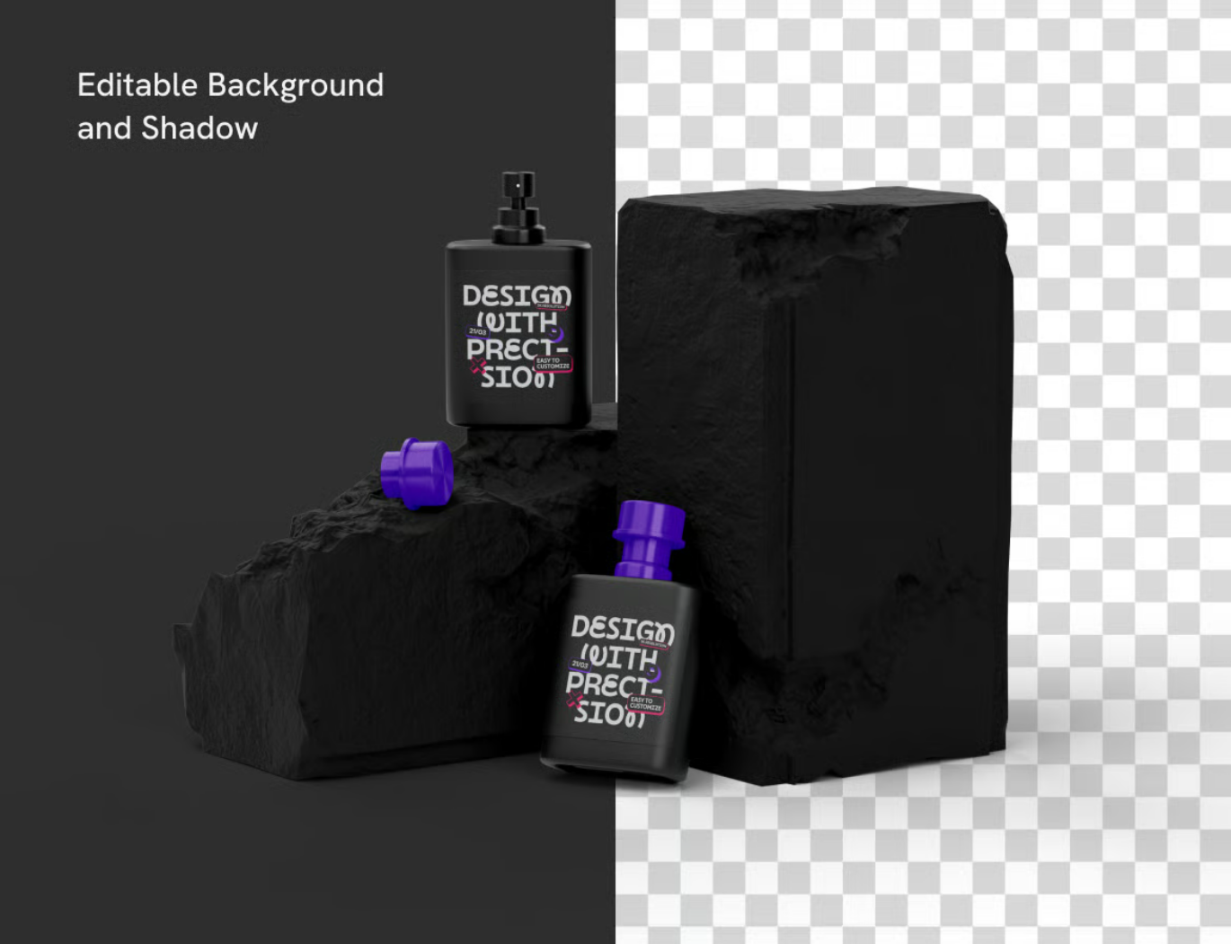PS分层香水瓶样机3D模型高分辨率产品展示设计素材透明背景Perfume Bottle Mockup-果觅网