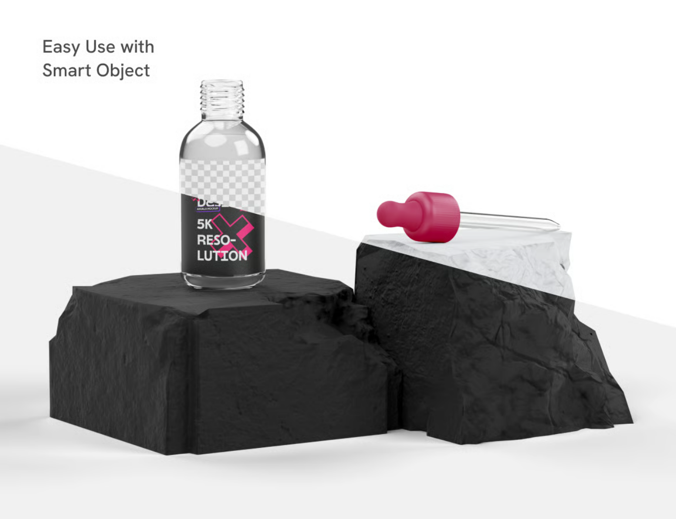 PS分层玻璃滴管瓶样机化妆品精油透明包装PSD可编辑源文件Glass Dropper Bottle Mockup-果觅网