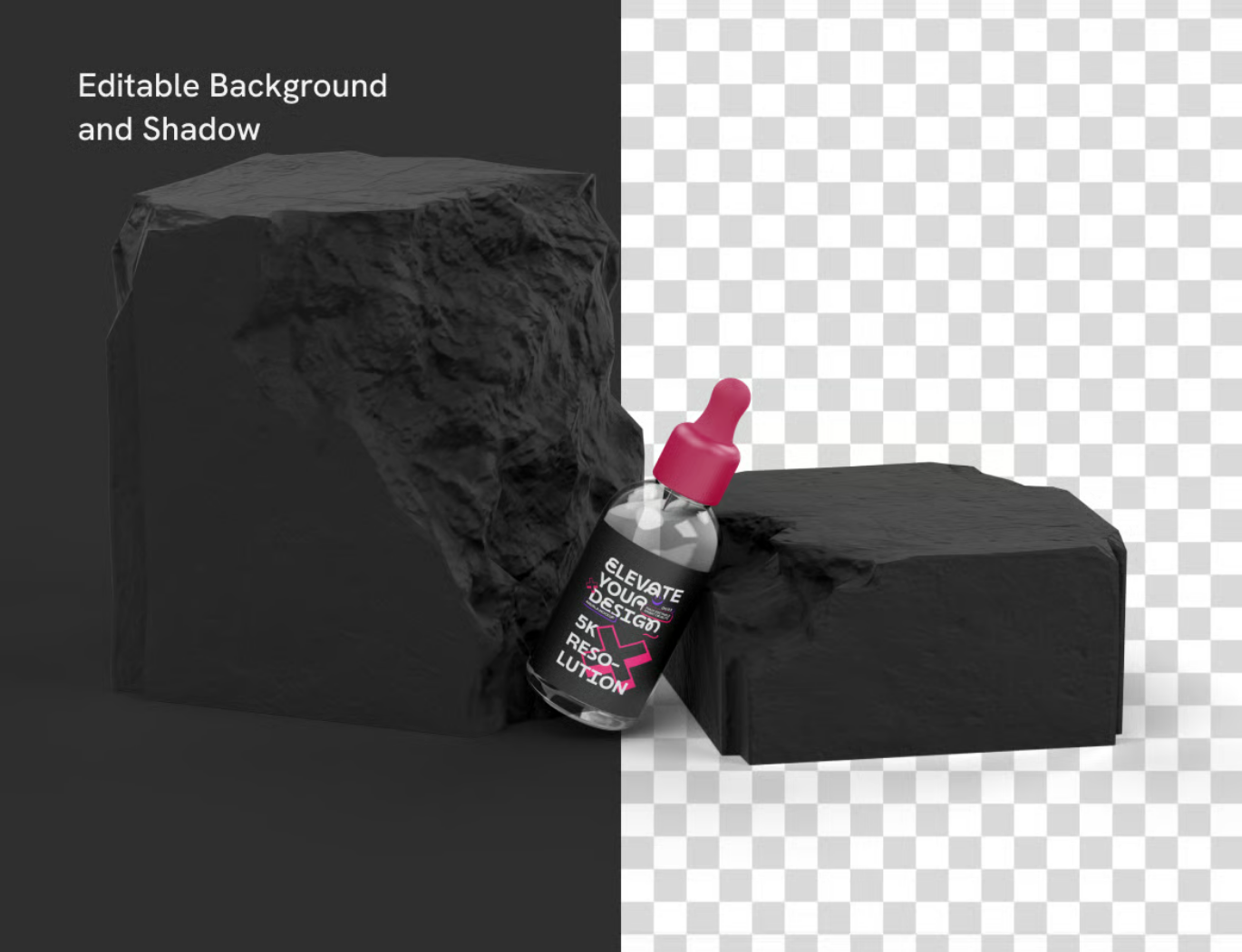 PS分层玻璃滴管瓶样机化妆品精油透明包装PSD可编辑源文件Glass Dropper Bottle Mockup-果觅网