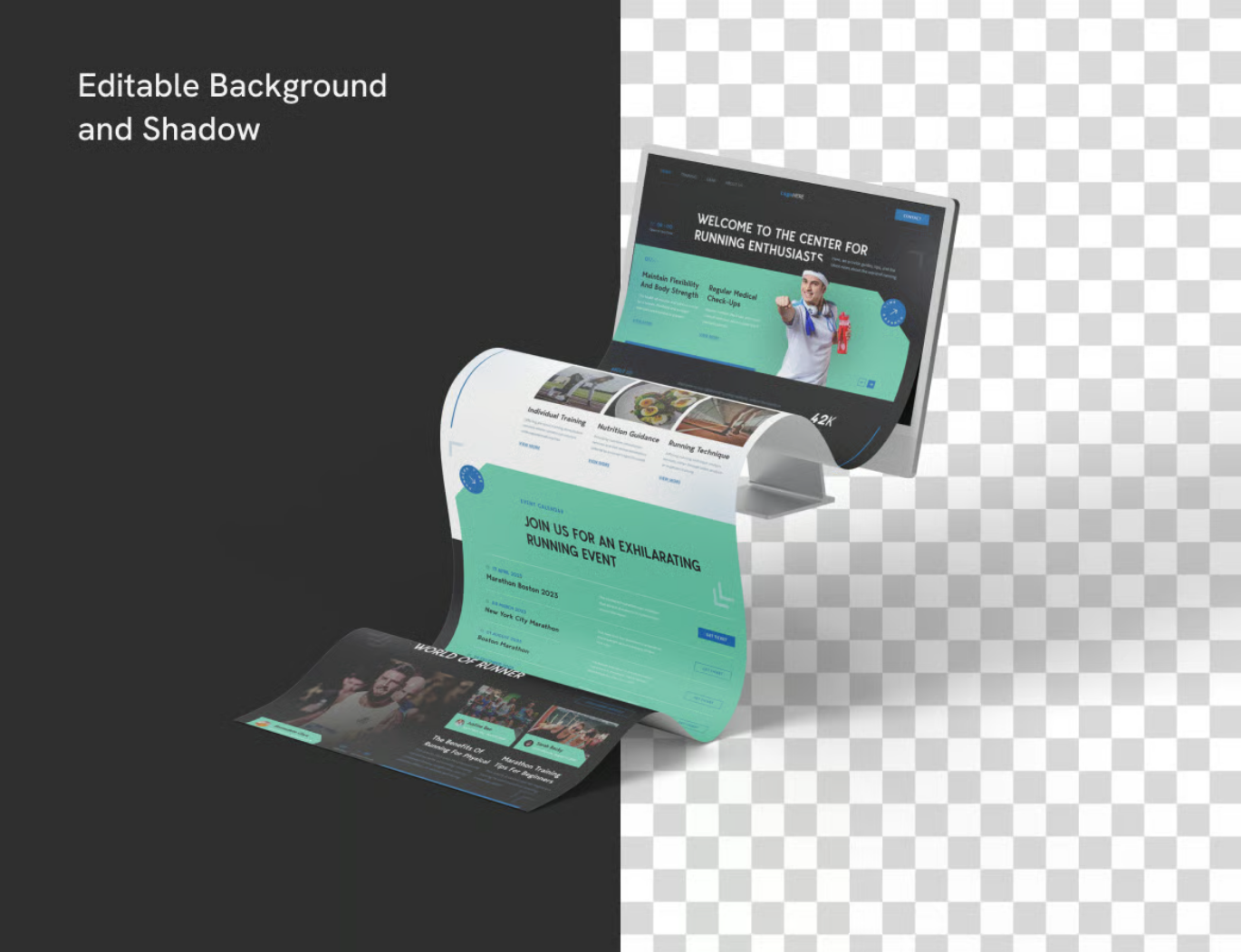 iMac长滚动样机PSD分层超清苹果电脑UI设计电商展示素材Long Scroll iMac Extended Screen Mockup-果觅网