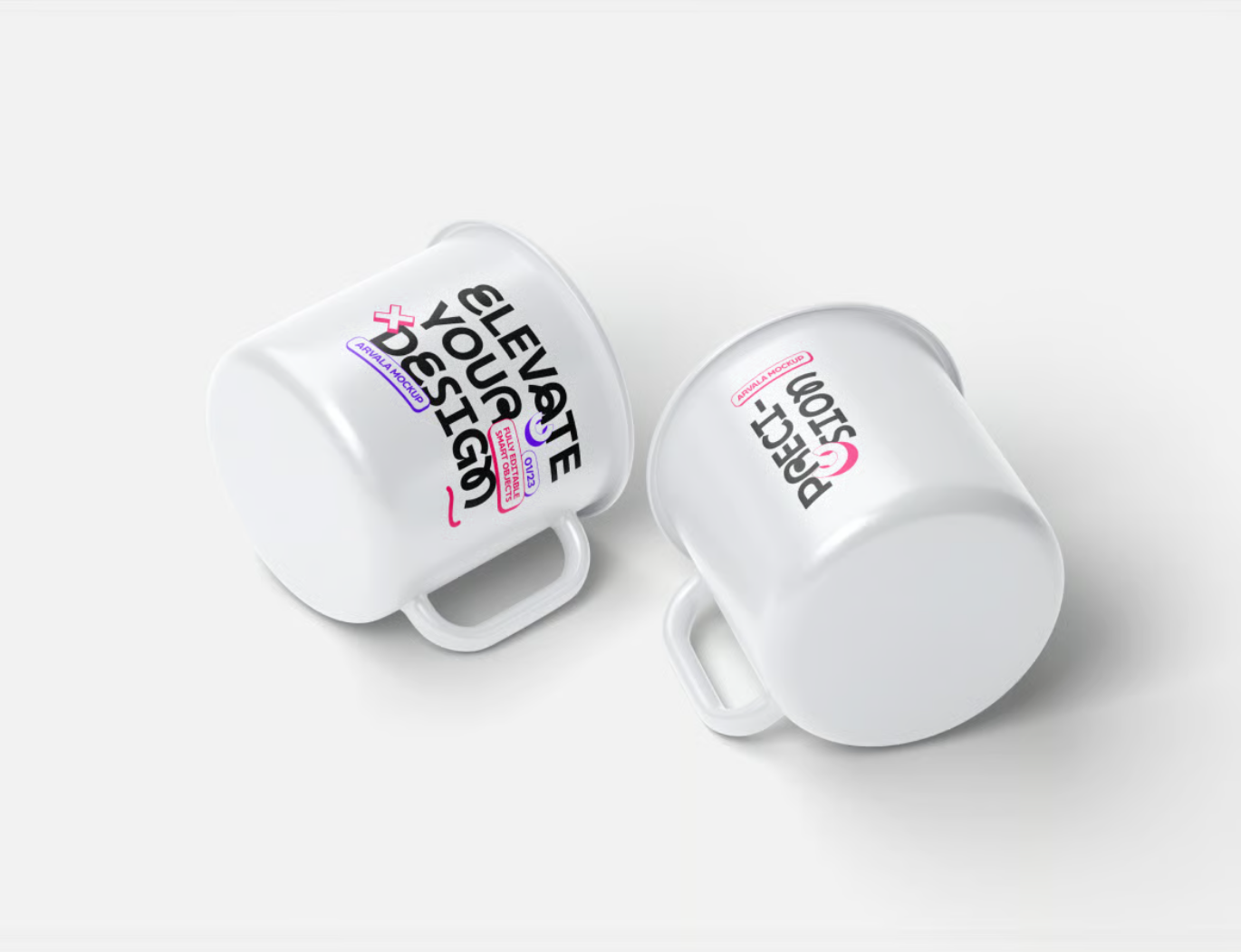 高质量PS分层马克杯样机多角度3D立体可编辑Enamul Mug Mockup-果觅网