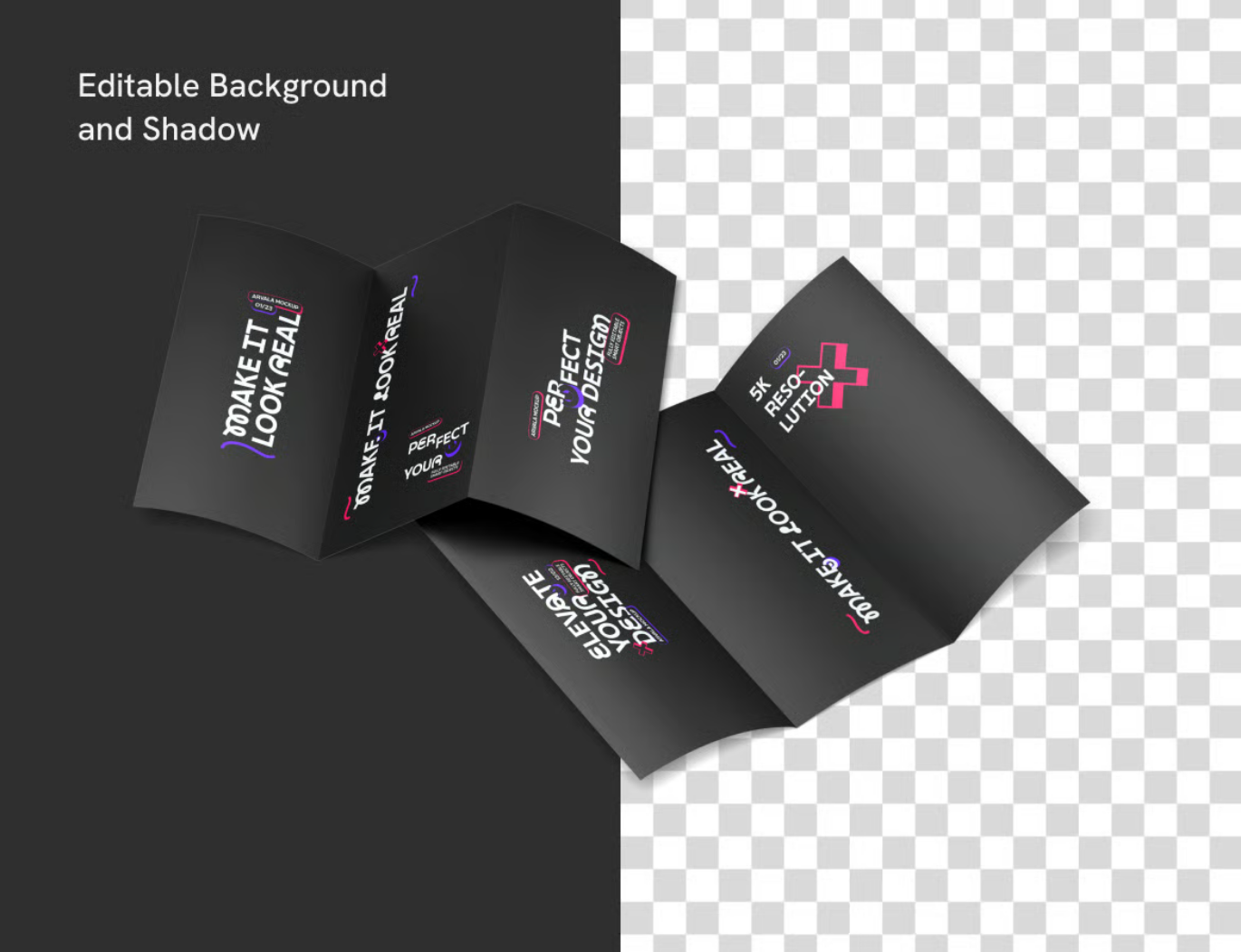 高端PS样机三折页宣传册PSD分层印刷模板商业展示可编辑设计素材Trifold Brochure Mokcup-果觅网