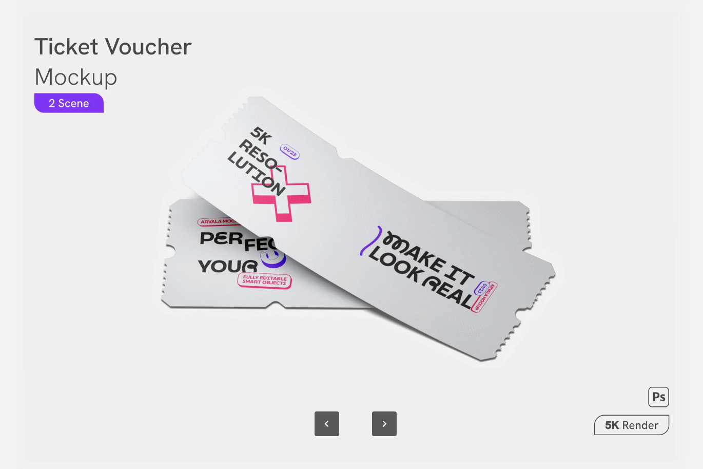 G6596 PSD分层VIP门票优惠券样机 可编辑模板智能对象层 高清分辨率Ticket Voucher Mockup