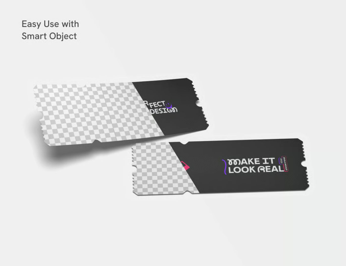 PSD分层VIP门票优惠券样机 可编辑模板智能对象层 高清分辨率Ticket Voucher Mockup-果觅网