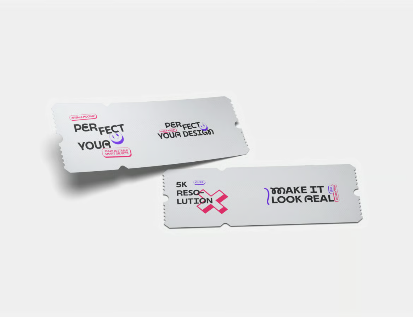 PSD分层VIP门票优惠券样机 可编辑模板智能对象层 高清分辨率Ticket Voucher Mockup-果觅网
