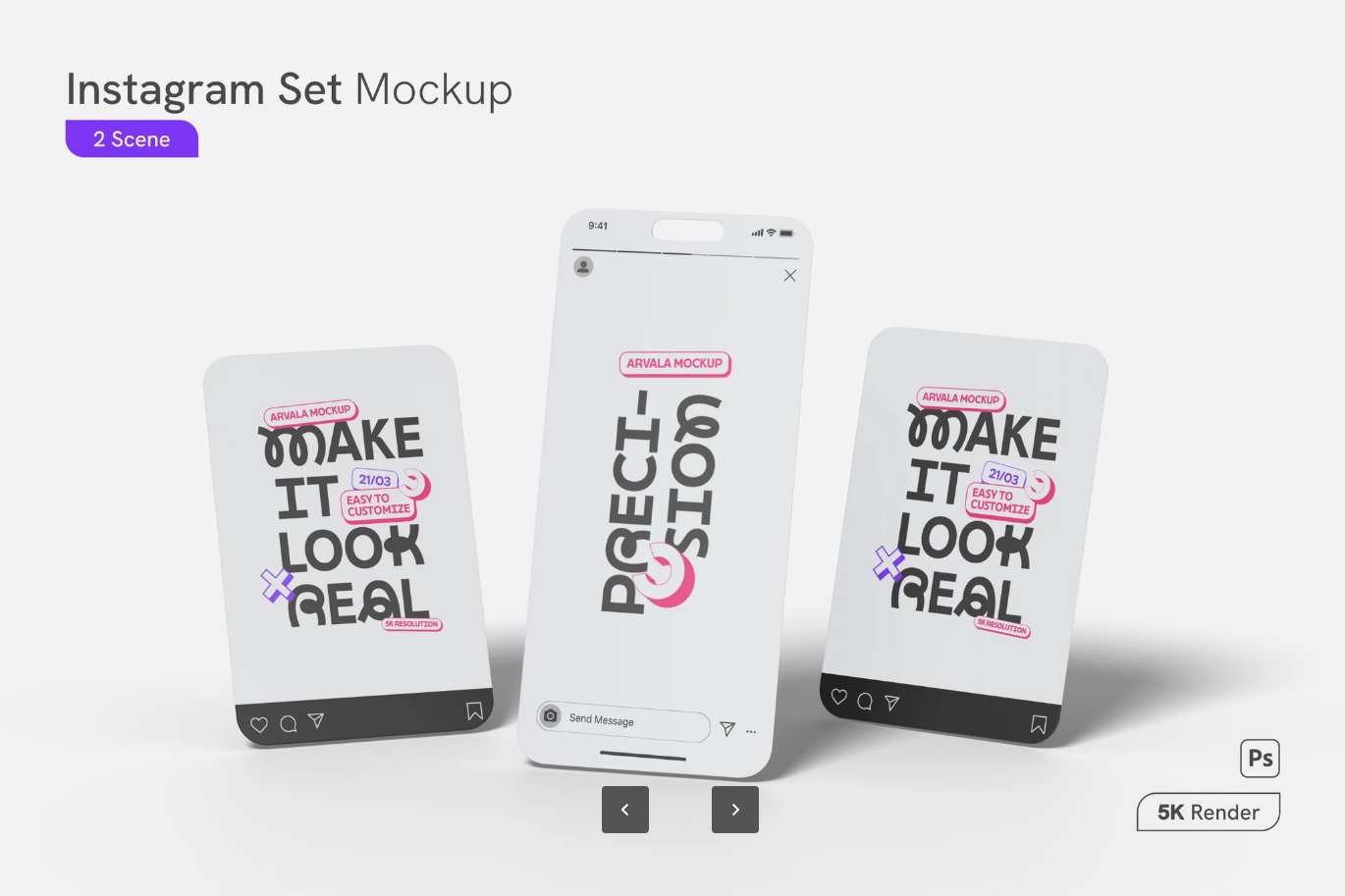G6597 Instagram样机PSD分层素材包多场景套装可编辑设计mockup模板Instagram Set Mockup