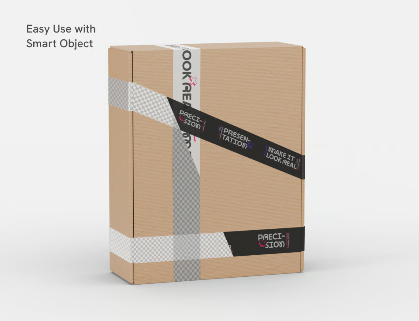 PSD分层高分辨率包装盒贴纸样机素材免抠图透明背景电商主图Tape on Box Mockup-果觅网
