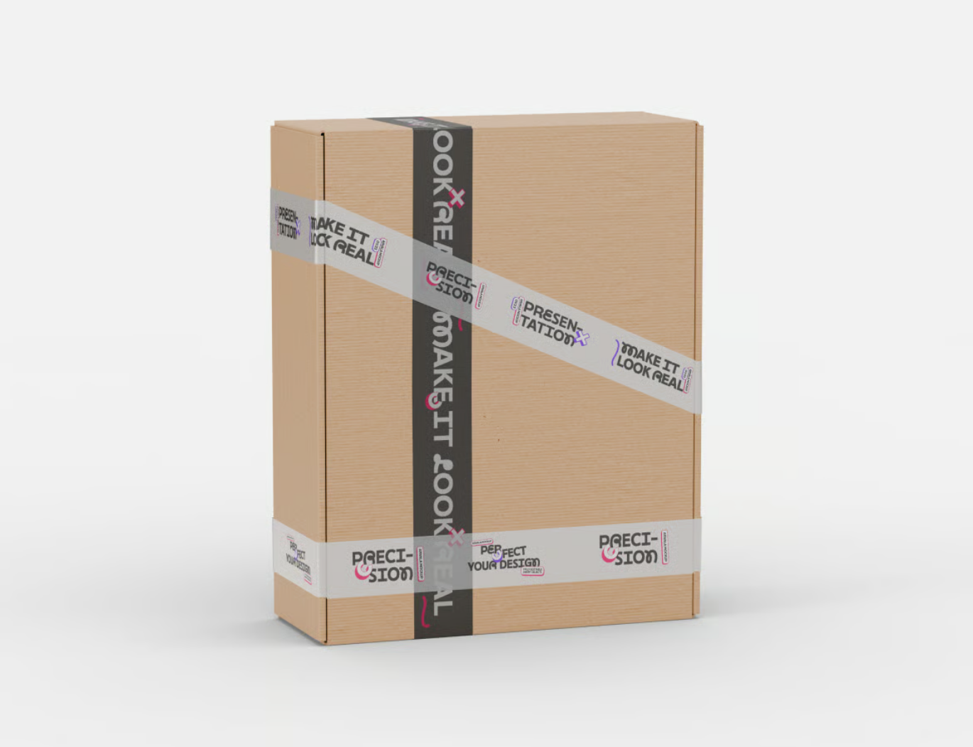 PSD分层高分辨率包装盒贴纸样机素材免抠图透明背景电商主图Tape on Box Mockup-果觅网