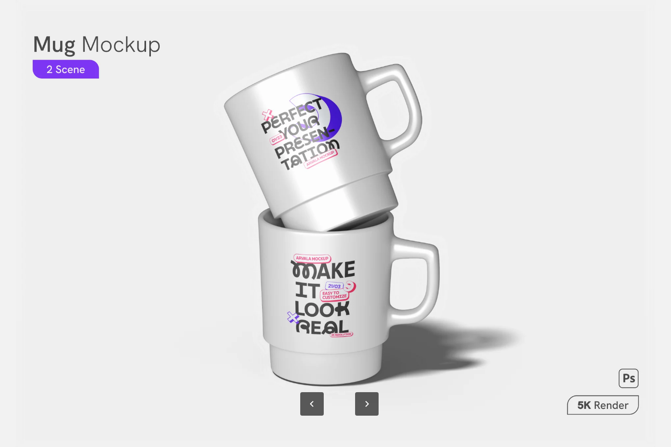 G6605 PSD分层可编辑马克杯样机素材360度展示高质量咖啡杯模板Mug Mockup