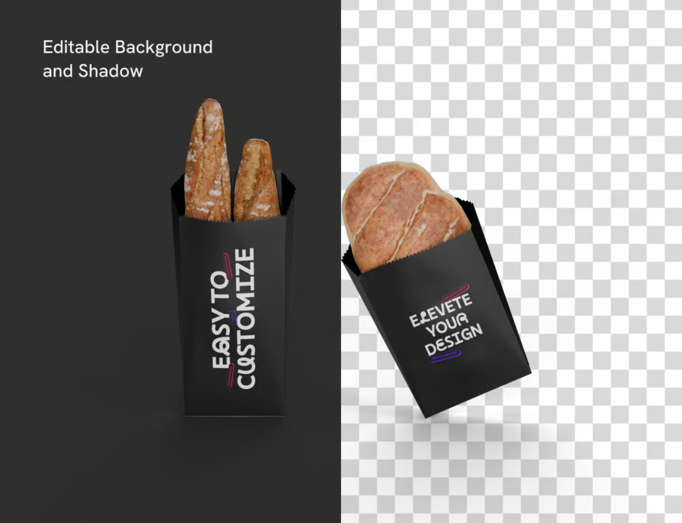 PS样机烘焙纸面包包装设计模板高清可编辑PSD分层Bakery Paper Mockup-果觅网