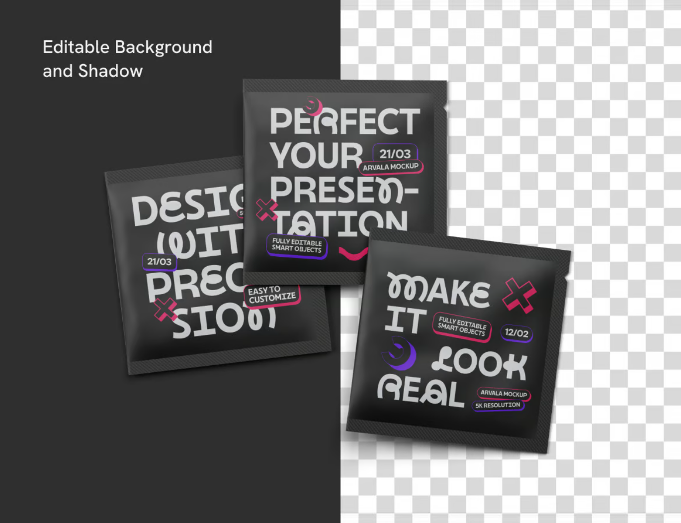 PS样机 Sachet包装立体分层可编辑PSD源文件高端质感设计素材Sachet Packaging Mockup-果觅网
