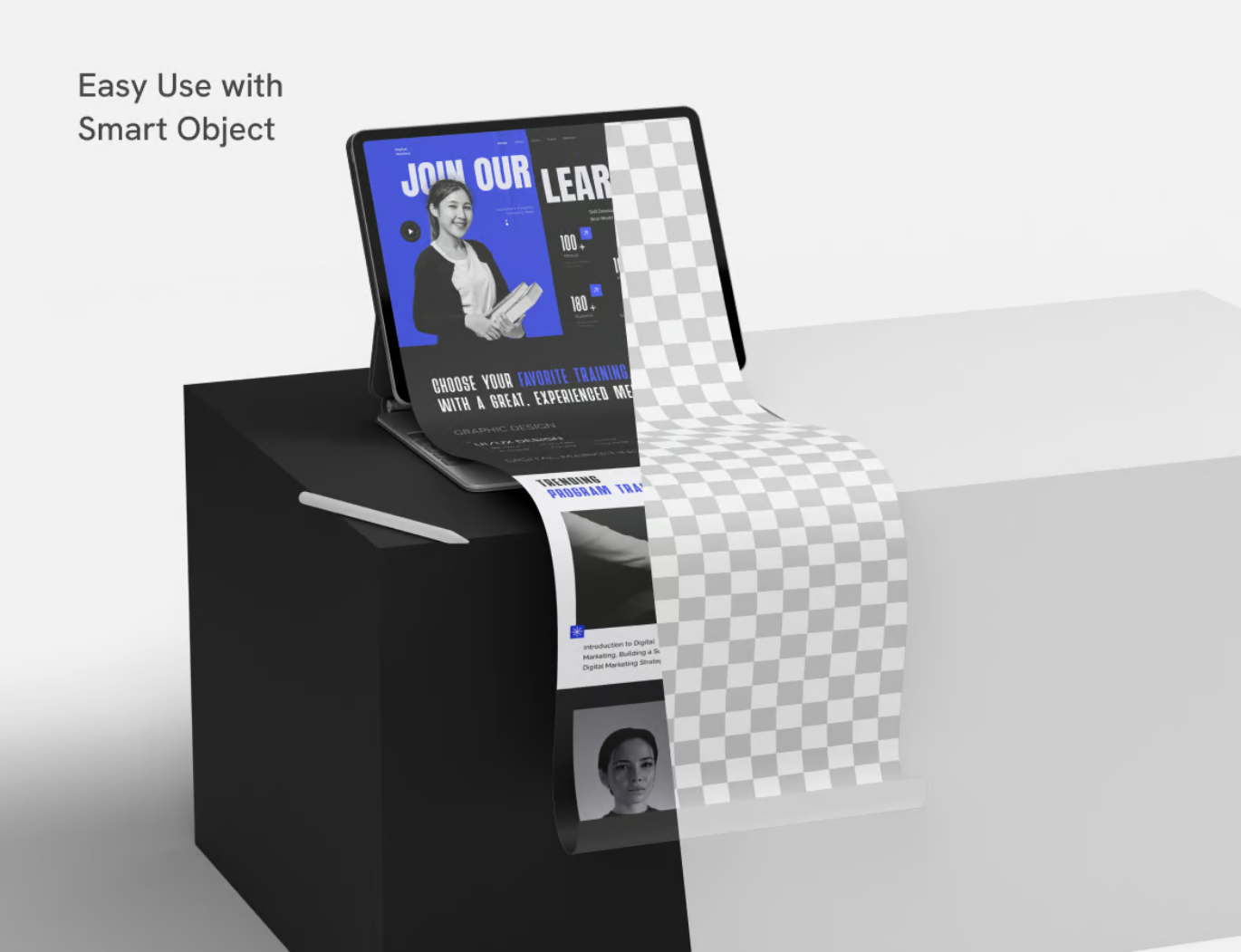 PS样机iPad长图滚动截图UI设计高分辨率电商展示PSD分层模板Long Scroll iPad Extended Screen Mockup-果觅网