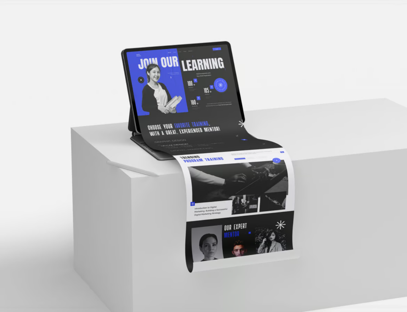 PS样机iPad长图滚动截图UI设计高分辨率电商展示PSD分层模板Long Scroll iPad Extended Screen Mockup-果觅网