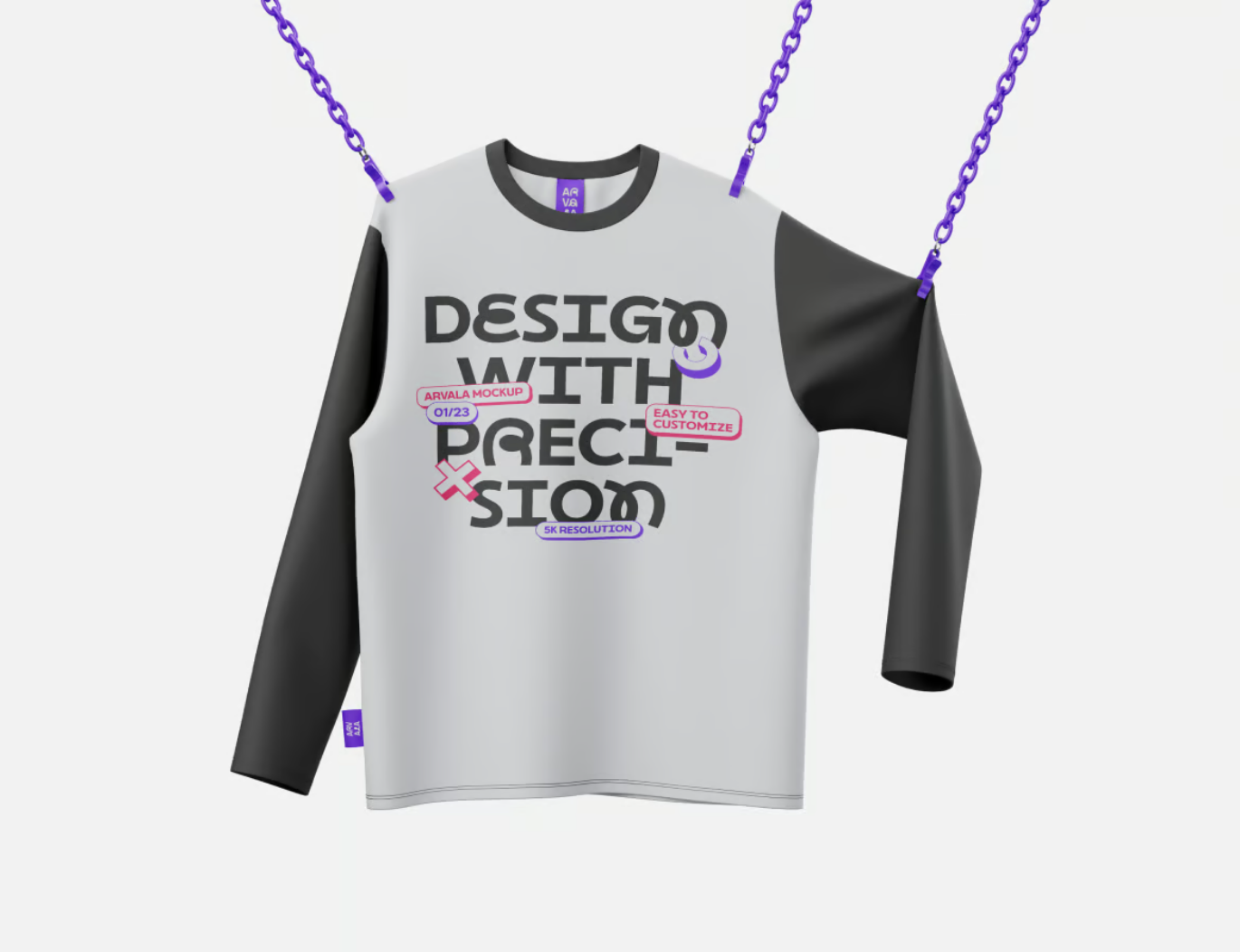 PS样机长袖T恤Mockup PSD分层可编辑高质量服装模板设计师必备Long Sleeve Shirt Mockup-果觅网