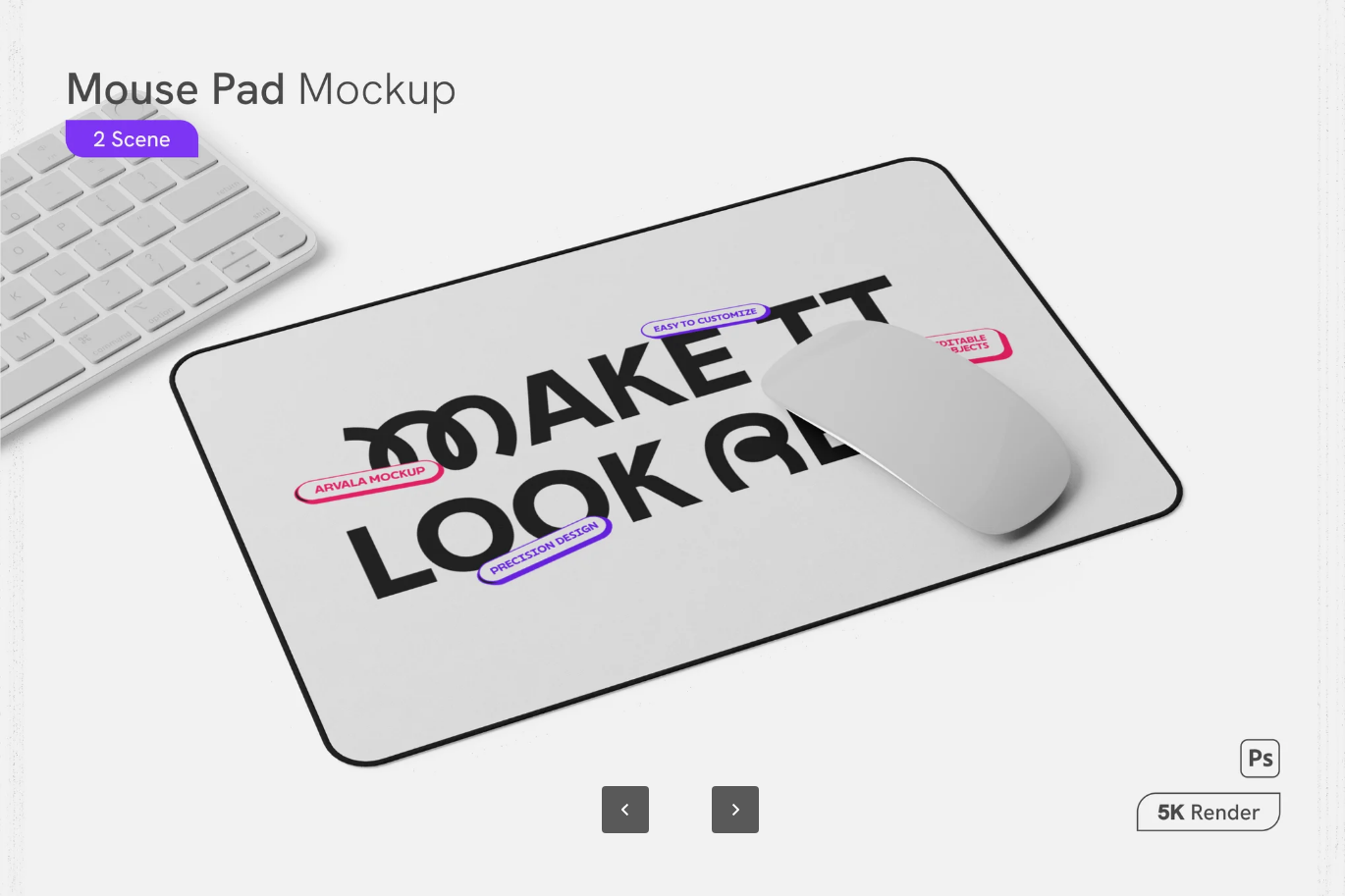G6612 PSD分层鼠标垫样机展示模板高分辨率多角度设计素材Mouse Pad Mockup