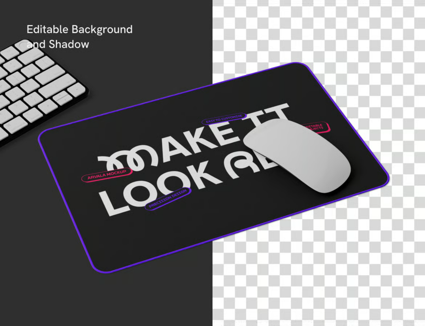 PSD分层鼠标垫样机展示模板高分辨率多角度设计素材Mouse Pad Mockup-果觅网