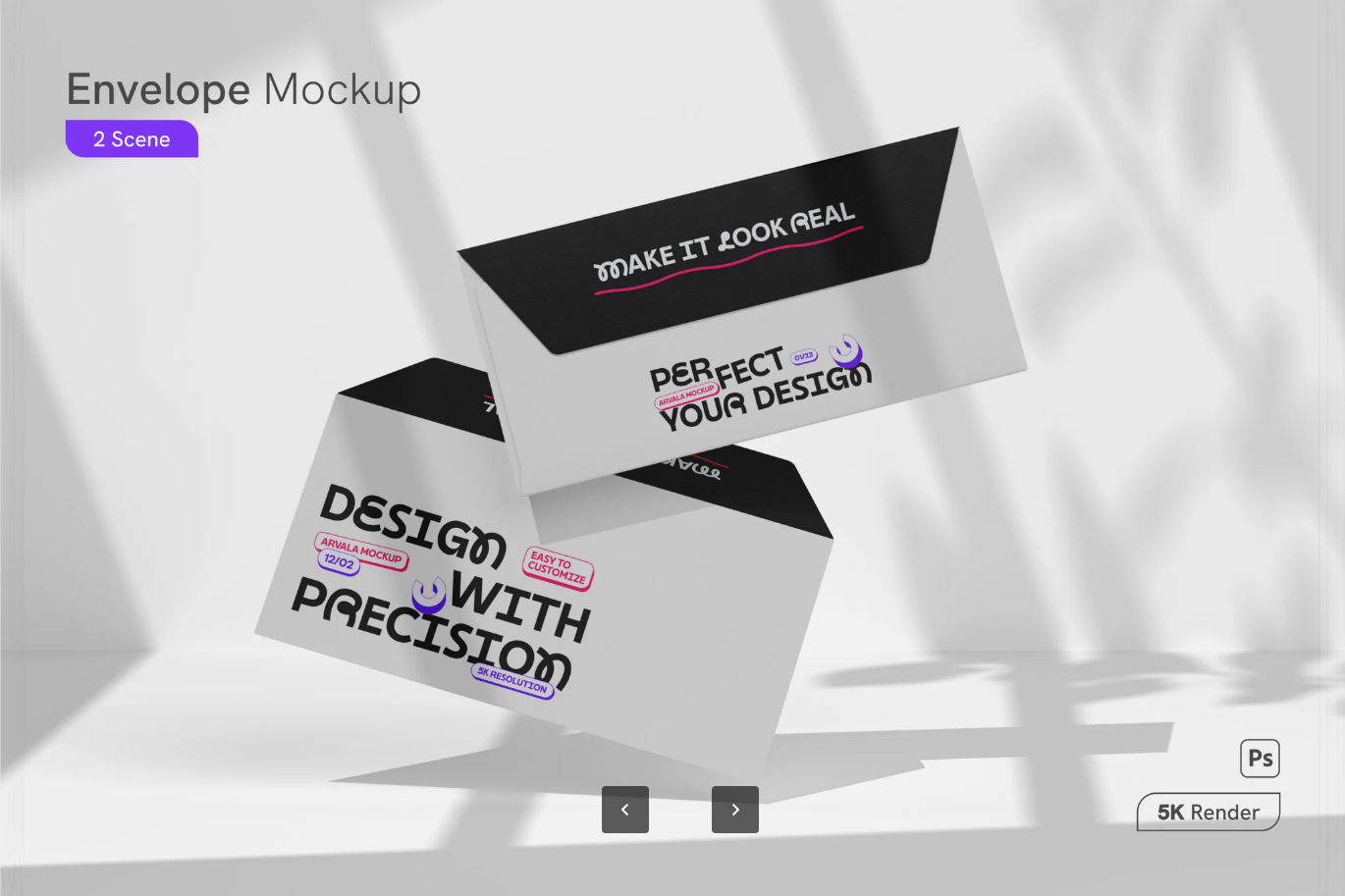 G6613 PSD分层信封样机可编辑模板高端设计印刷效果Photoshop素材Envelope Mockup
