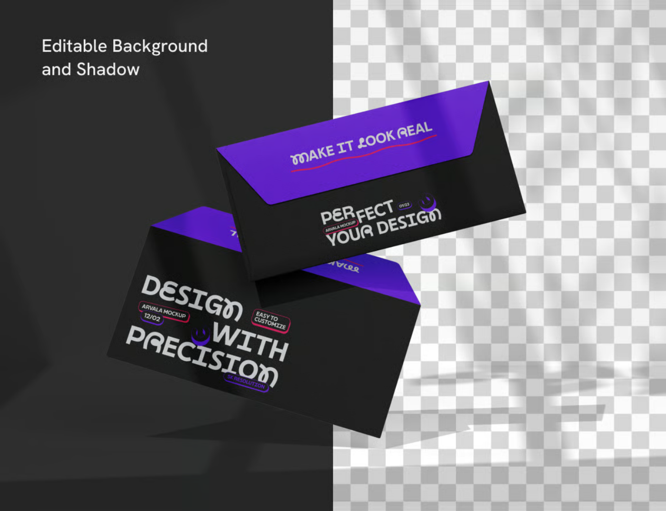 PSD分层信封样机可编辑模板高端设计印刷效果Photoshop素材Envelope Mockup-果觅网
