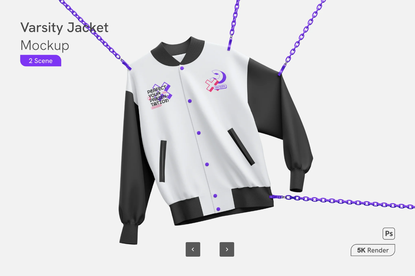 G6615 PS样机棒球服外套Mockup模板PSD分层高清设计素材Varsity Jacket Mockup