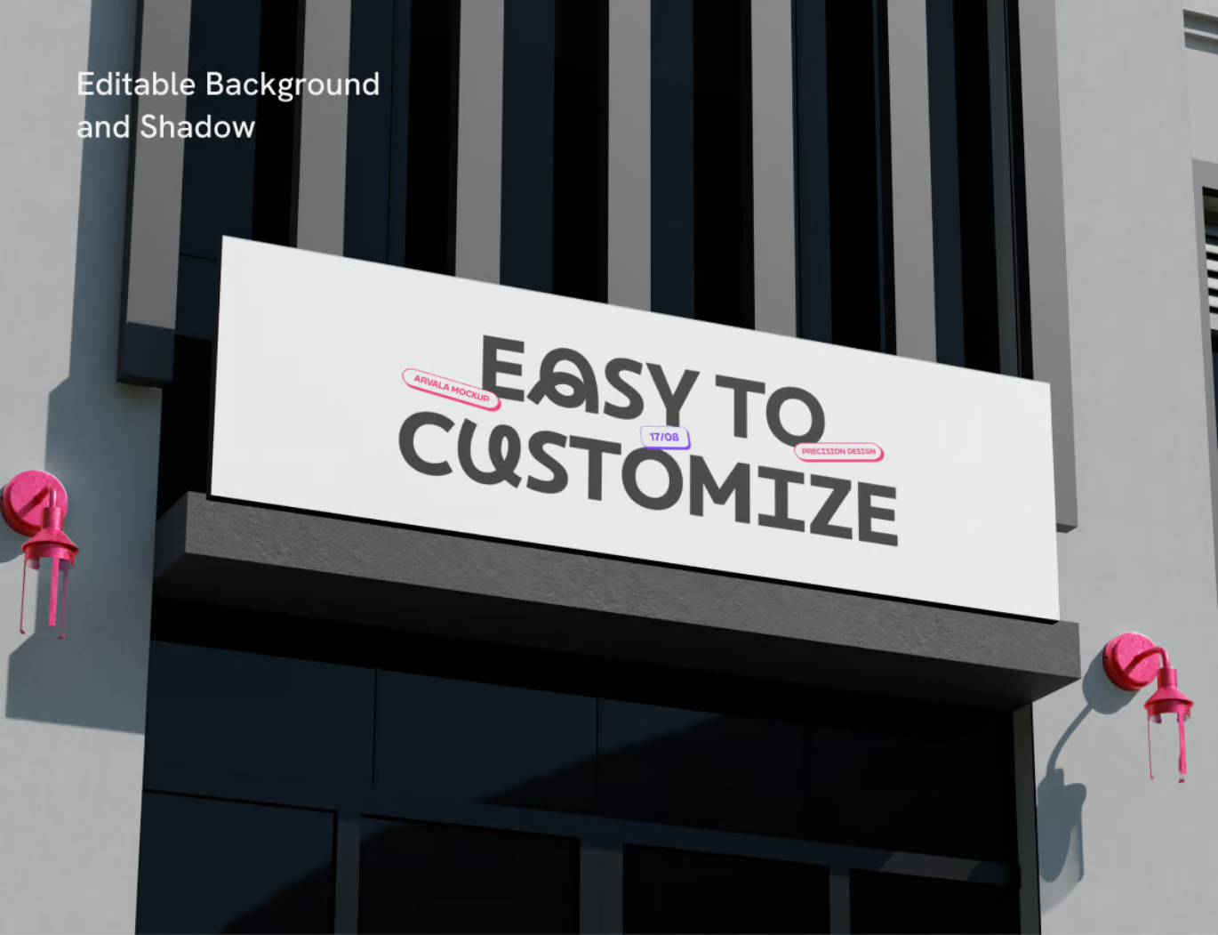 PS门头招牌3D样机Mockup高分辨率可编辑分层设计智能对象一键换图Roof Signage Mockup-果觅网