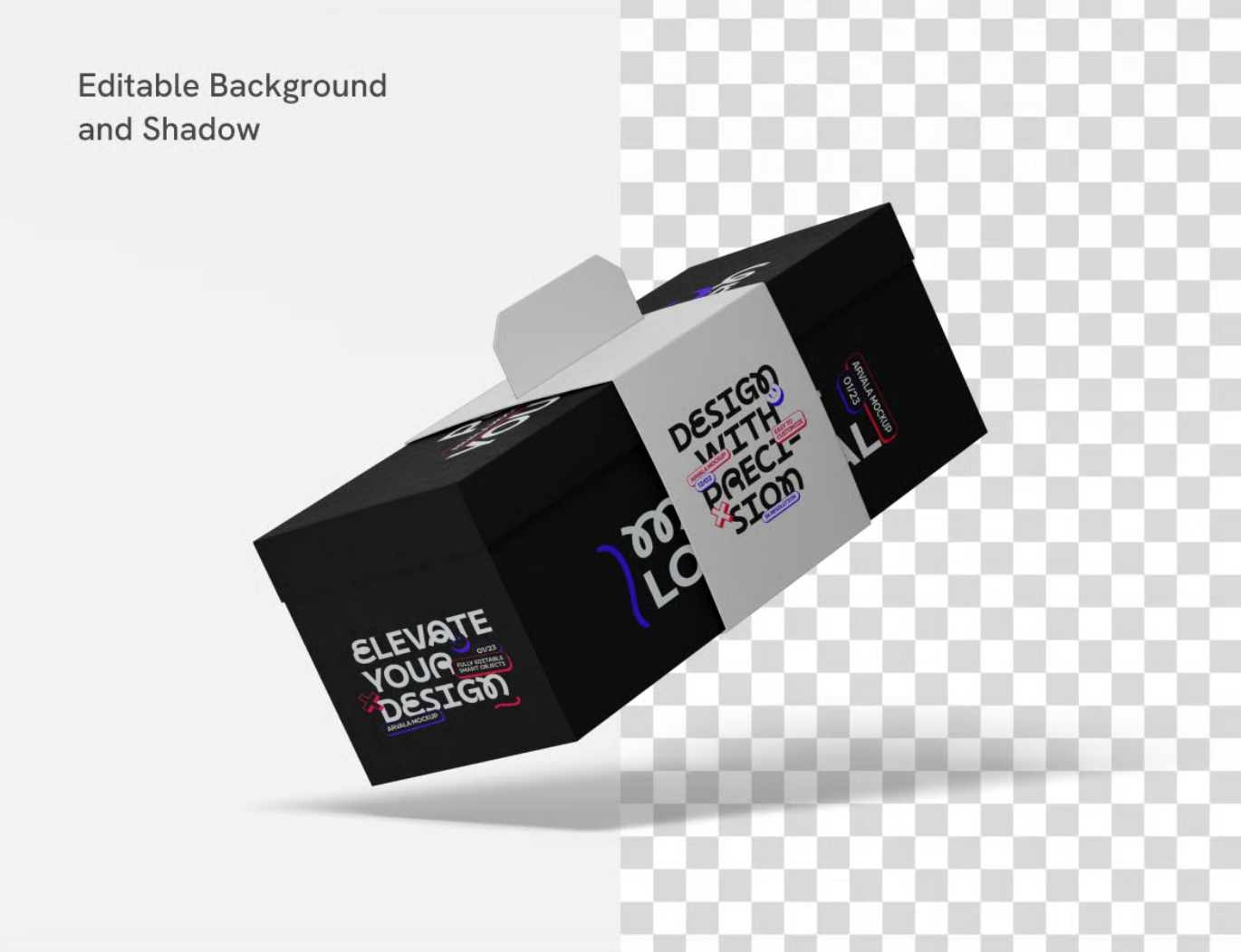 高端PS包装盒样机素材可编辑PSD分层文件3D立体效果商业设计模板Box Packaging Mockup-果觅网