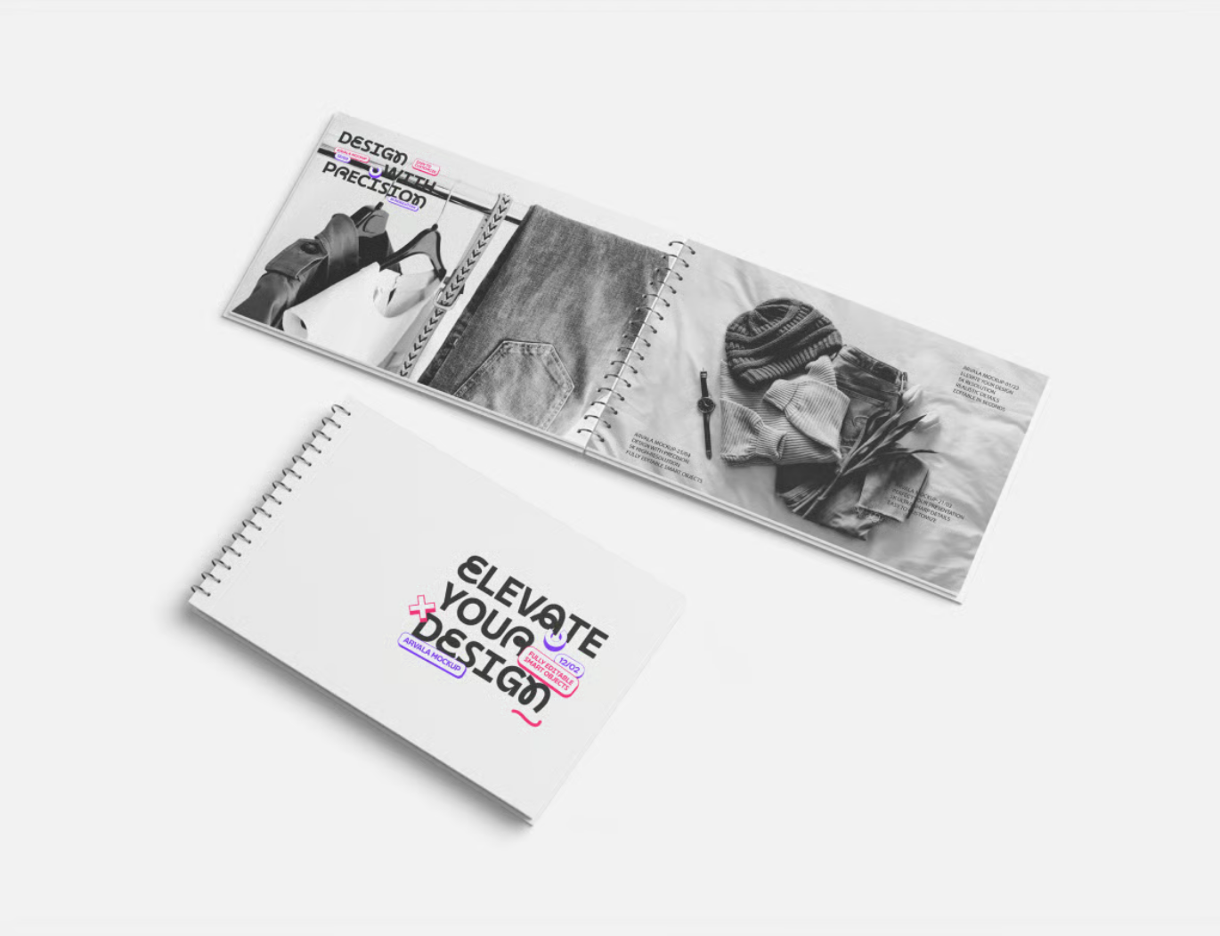 高端PS样机画册模板可编辑分层多角度展示立体书籍设计素材Album Book Mockup-果觅网