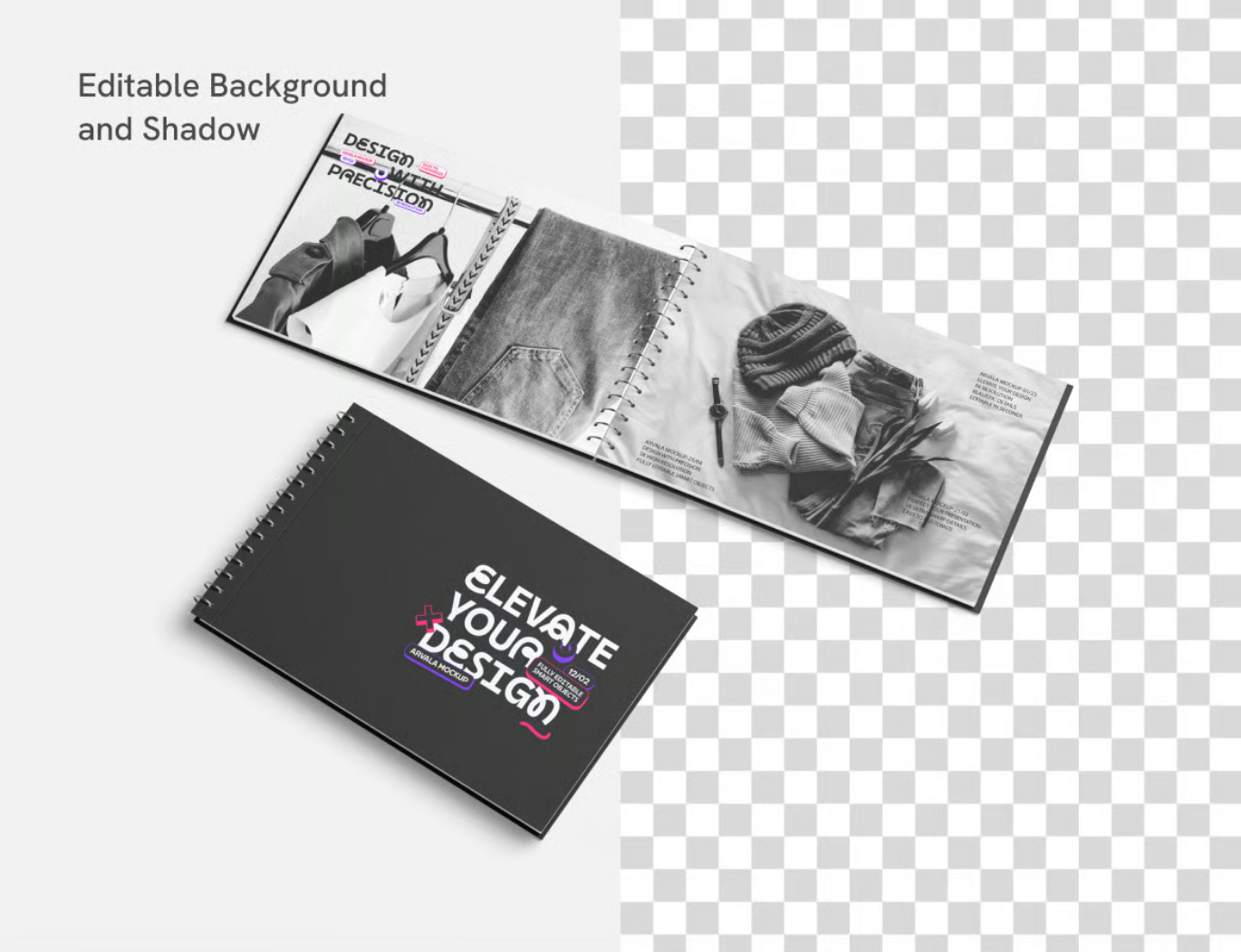 高端PS样机画册模板可编辑分层多角度展示立体书籍设计素材Album Book Mockup-果觅网